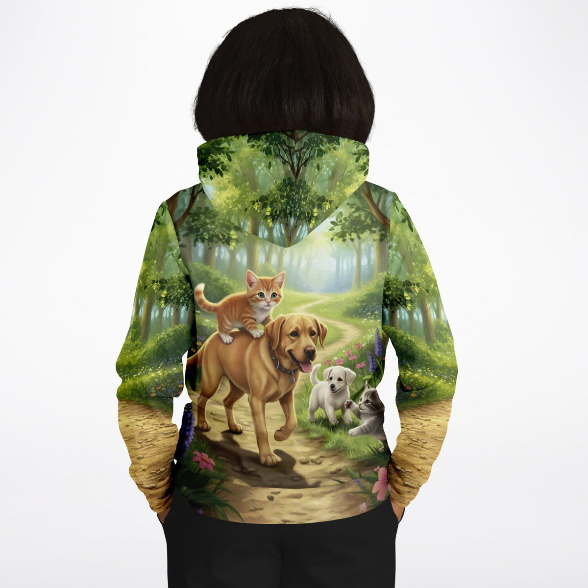 Dreamer Hoodie mit Waldmotiv, Kätzchen und Welpen, passend zu beliebten Malen nach Zahlen und Diamond Painting Motiven