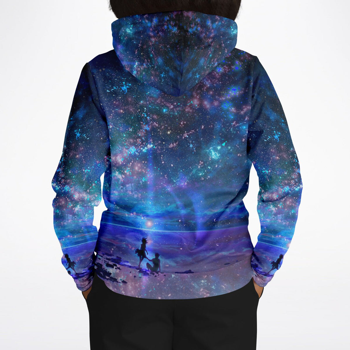Dreamer Hoodie mit Ozean und Universum Motiv, ideal für Fans von Diamond Painting und kreativen Designs in Nachtblau.