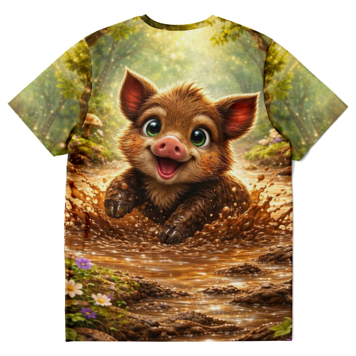T-Shirt Pfützenglück mit niedlichem Wildschwein-Motiv, ideal als Inspiration für Diamond Painting oder Malen nach Zahlen