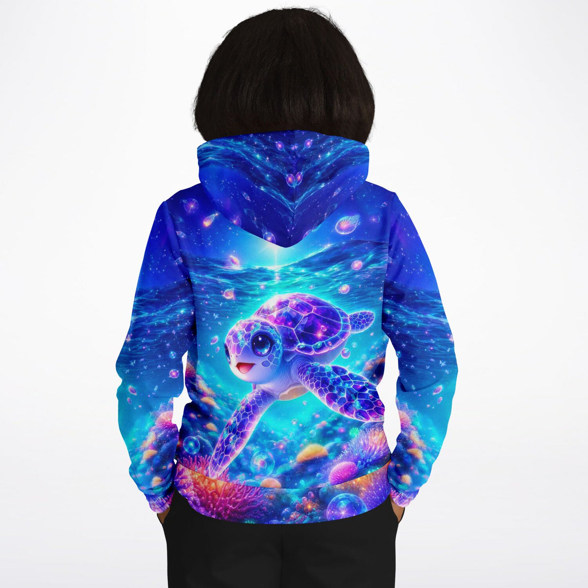 Dreamer Hoodie mit Sternenschildkröte Motiv, farbenfroher Unterwasser-Print ideal für Diamond Painting und Kunst Fans