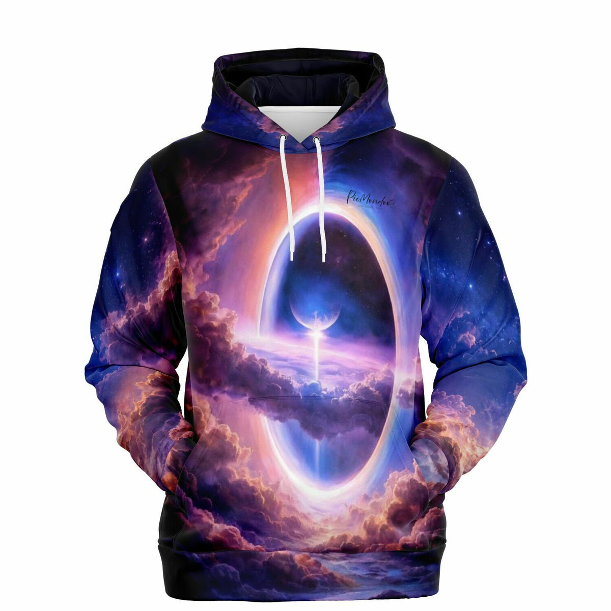 Dreamer Hoodie mit galaktischem Tor Motiv, farbenfroher AOP Kapuzenpullover im künstlerischen Design für Fans
