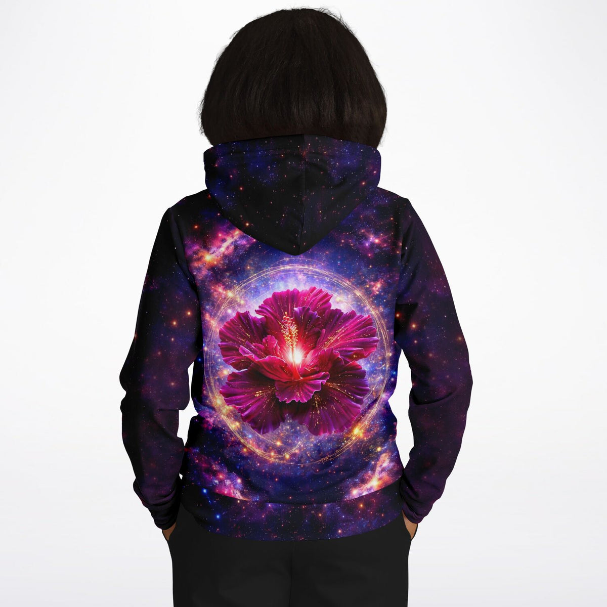 Dreamer Hoodie mit galaktischem Blumen-Motiv, inspiriert von Diamond Painting und Malen nach Zahlen Kunst