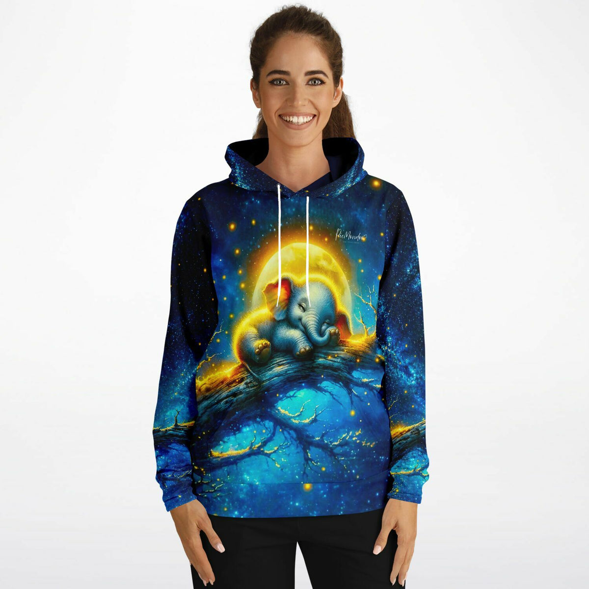 Dreamer Hoodie mit Mondschein Elefant Motiv im Stil unserer Diamond Painting und Malen nach Zahlen Kunstwerke