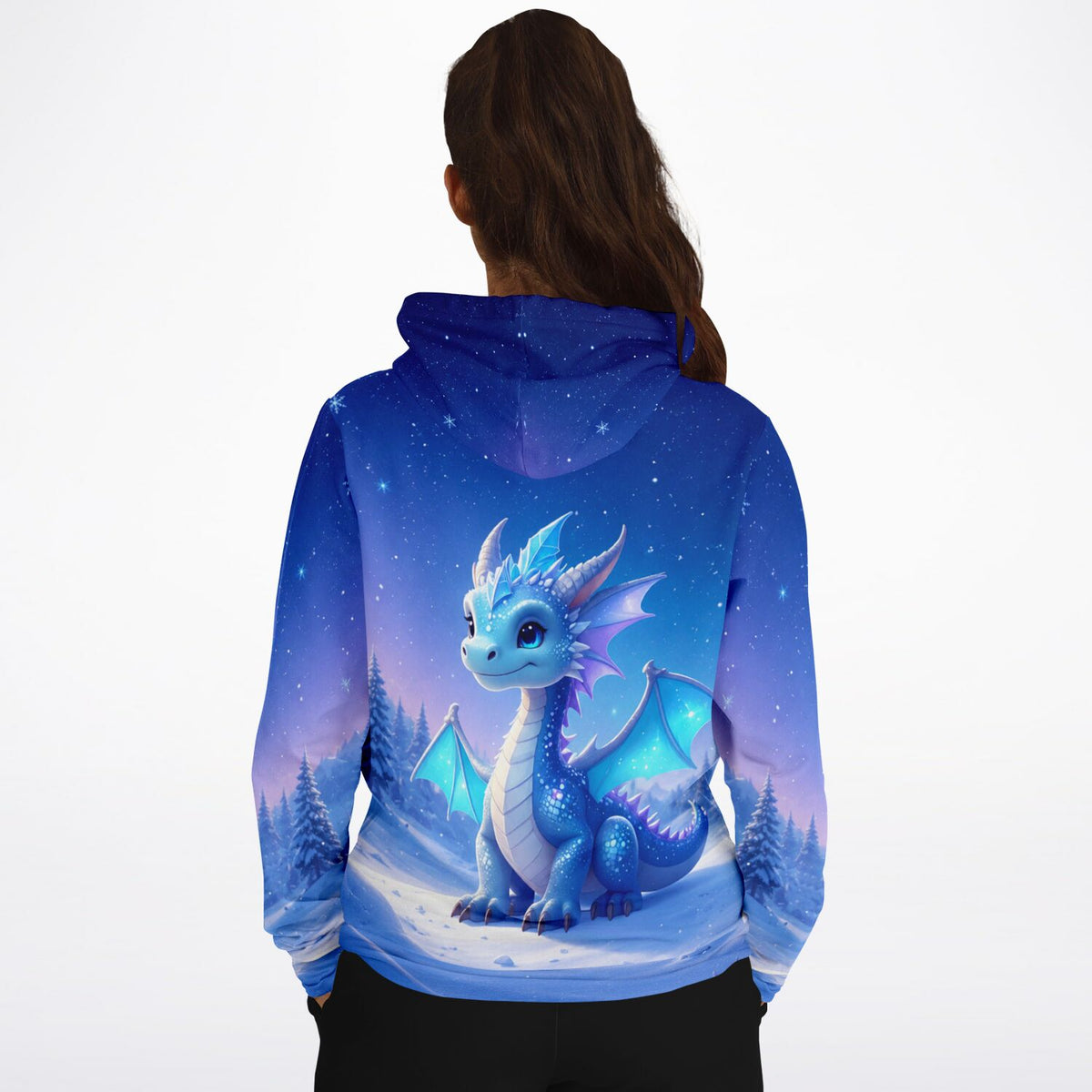 Dreamer Hoodie mit blauem Drache Motiv im Licht des Nordens Design, perfekt für Fans von Diamond Painting und Kunst