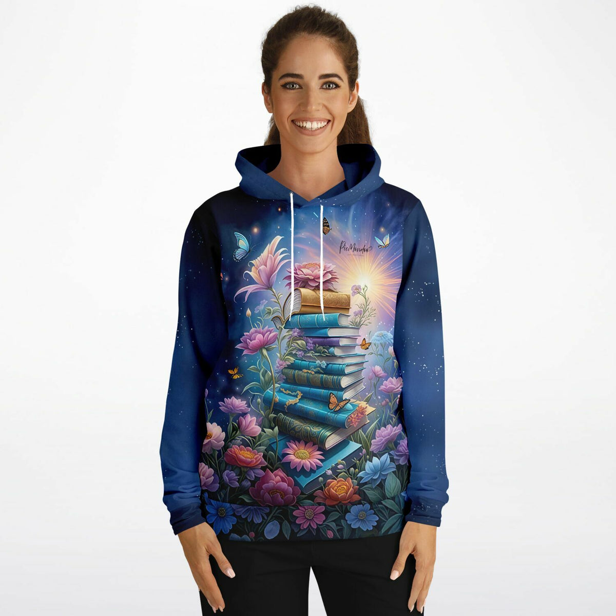 Dreamer Hoodie mit magischem Bücher- und Blumenmotiv – perfekt für Fans von Diamond Painting und Malen nach Zahlen