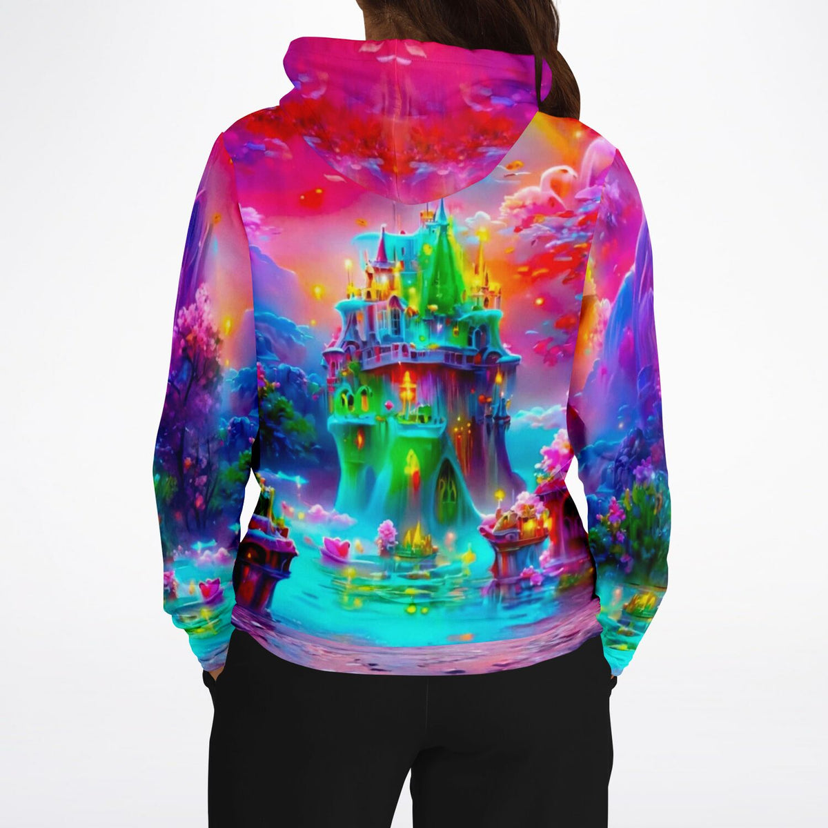 Dreamer Hoodie mit farbenfrohem Schloss-Motiv im Fantasie-Stil, ideal für Fans von Diamond Painting und DIY-Kunst