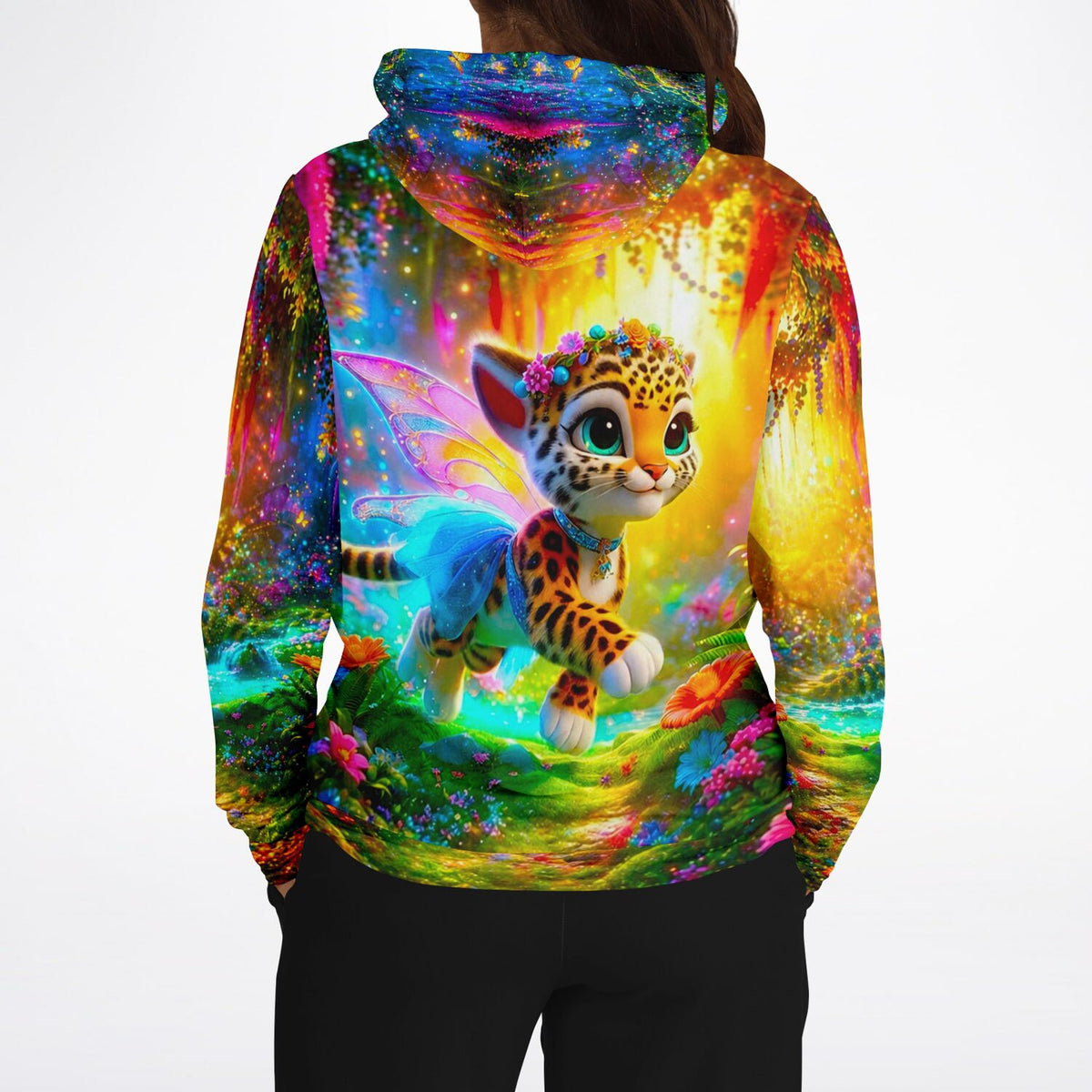 Dreamer Hoodie mit buntem Tigerfee-Motiv im Stil von Diamond Painting Kunst für Fans von Malen nach Zahlen