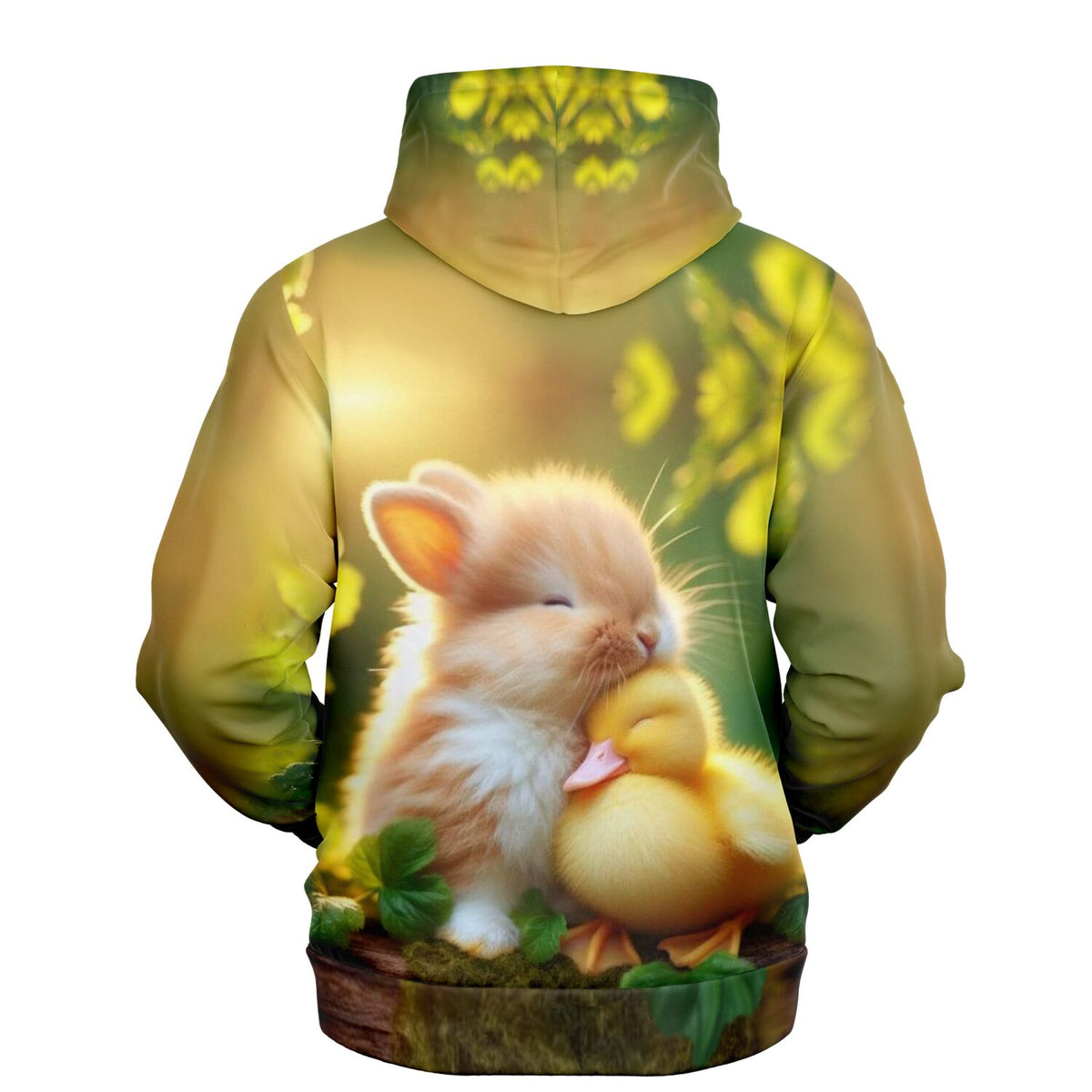 Dreamer Hoodie mit niedlichem Hasen und Entenküken Motiv, ideal für Liebhaber von Malen nach Zahlen Designs.