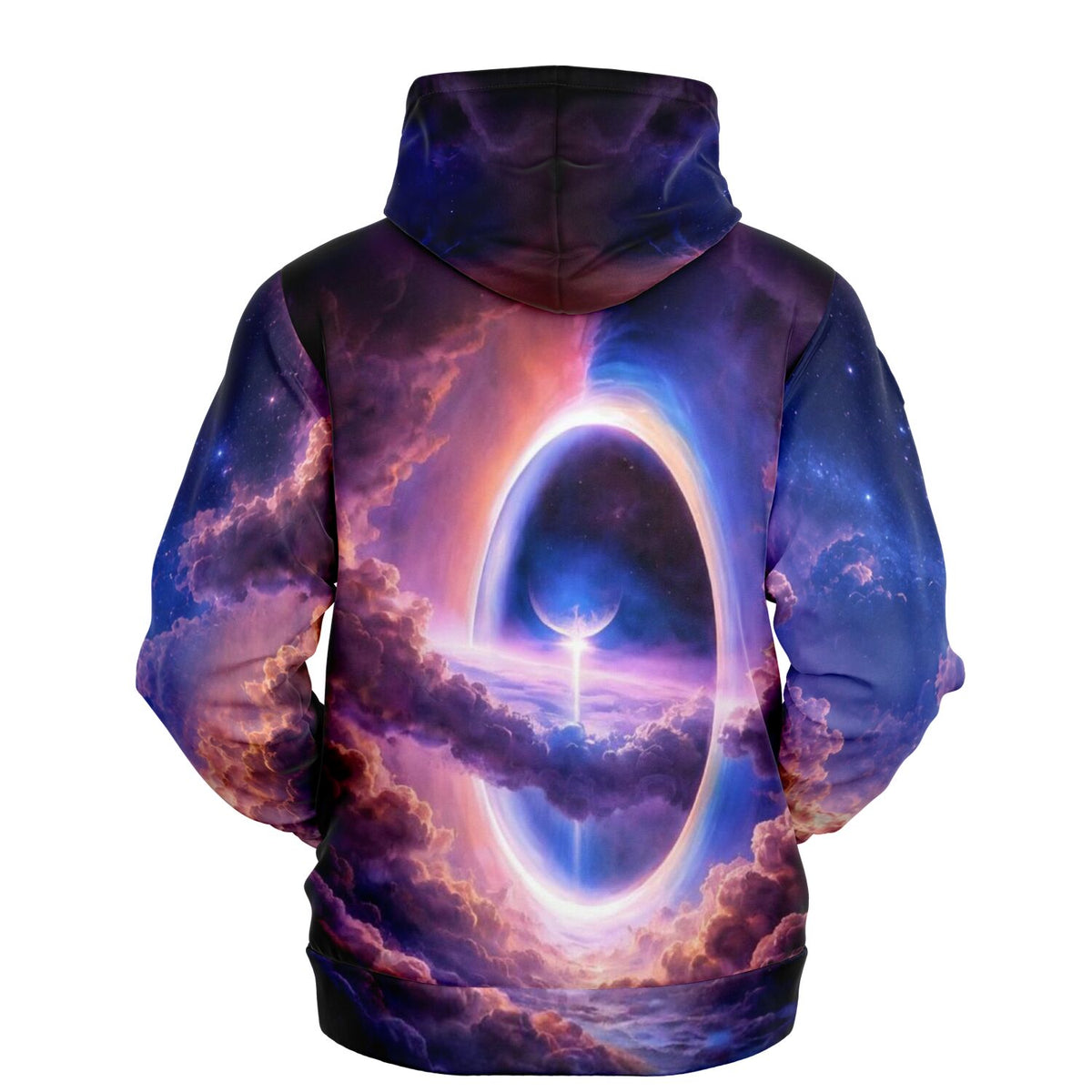 Dreamer Hoodie mit galaktischem Tor Motiv, farbenfroher Weltraum-Print für Fans von Diamond Painting und Kunststilen.
