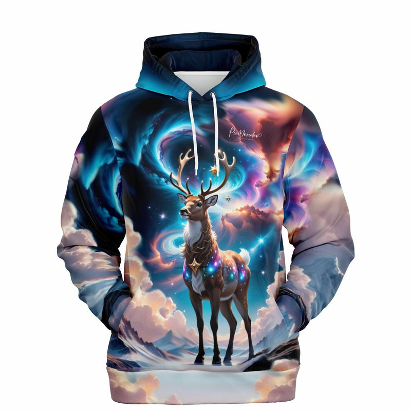 Dreamer Hoodie Rentier im Abendzauber mit magischem Galaxie-Himmel, passend zum Stil unserer Diamond Painting Motive.