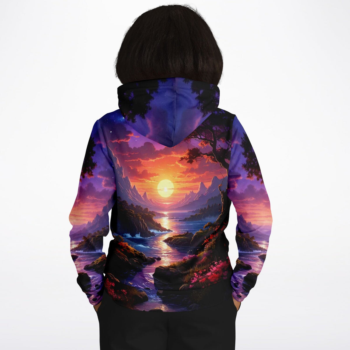 Dreamer Hoodie Melodie des Lichts mit farbenfrohem Sonnenuntergangs-Motiv, ideal für Diamond Painting und Kunst-Fans