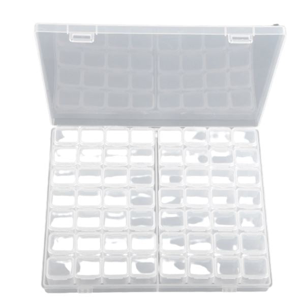 Transparente Diamond Painting Aufbewahrungsbox mit 56 Fächern zur Sortierung von Steinen für Dein Diamond Painting Set