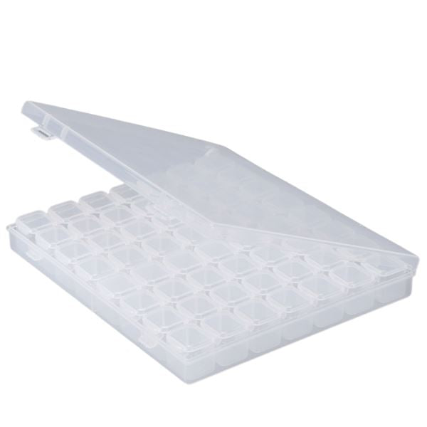 Transparente Diamond Painting Aufbewahrungsbox mit 56 Fächern zur Sortierung von Steinen für Dein Diamond Painting Set