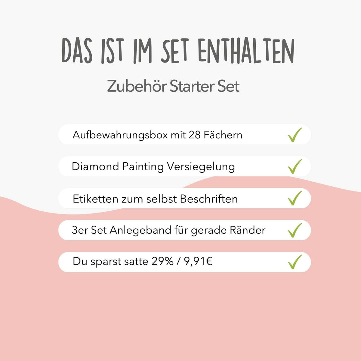 Diamond Painting Zubehör Starter Set mit Aufbewahrungsbox, Versiegelung, Etiketten und Anlegeband für Anfänger