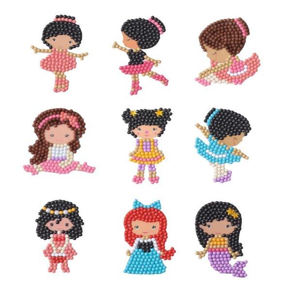 Diamond Painting Sticker Set mit bunten Ballerina-Motiven aus funkelnden Diamantsteinen für Kinder