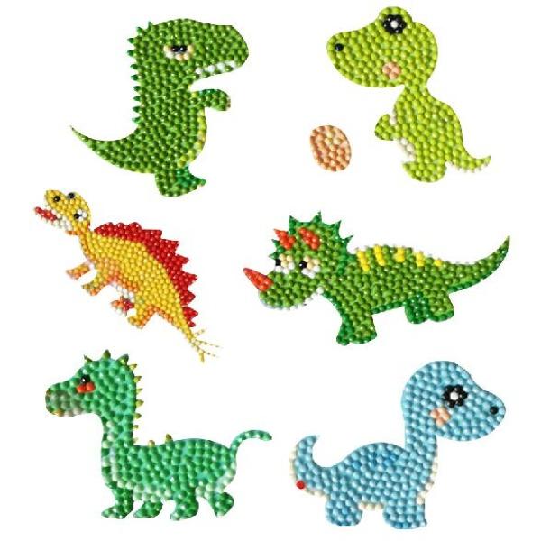 Bunte Dinosaurier Diamond Painting Sticker Set für Kinder mit glitzernden Steinchen zum Basteln