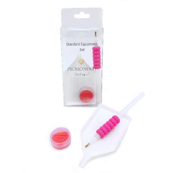 Diamond Painting Zubehör Set mit Stift, rosa Griffpolster, Schale und Wachsdose für perfekte DIY-Projekte